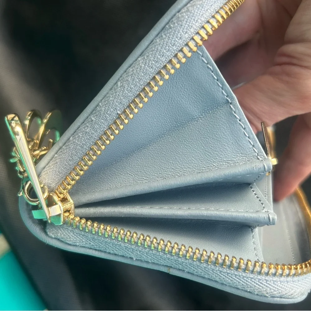 Lady Dior Voyageur Wallet Cloud Blue Cannage Lambskin